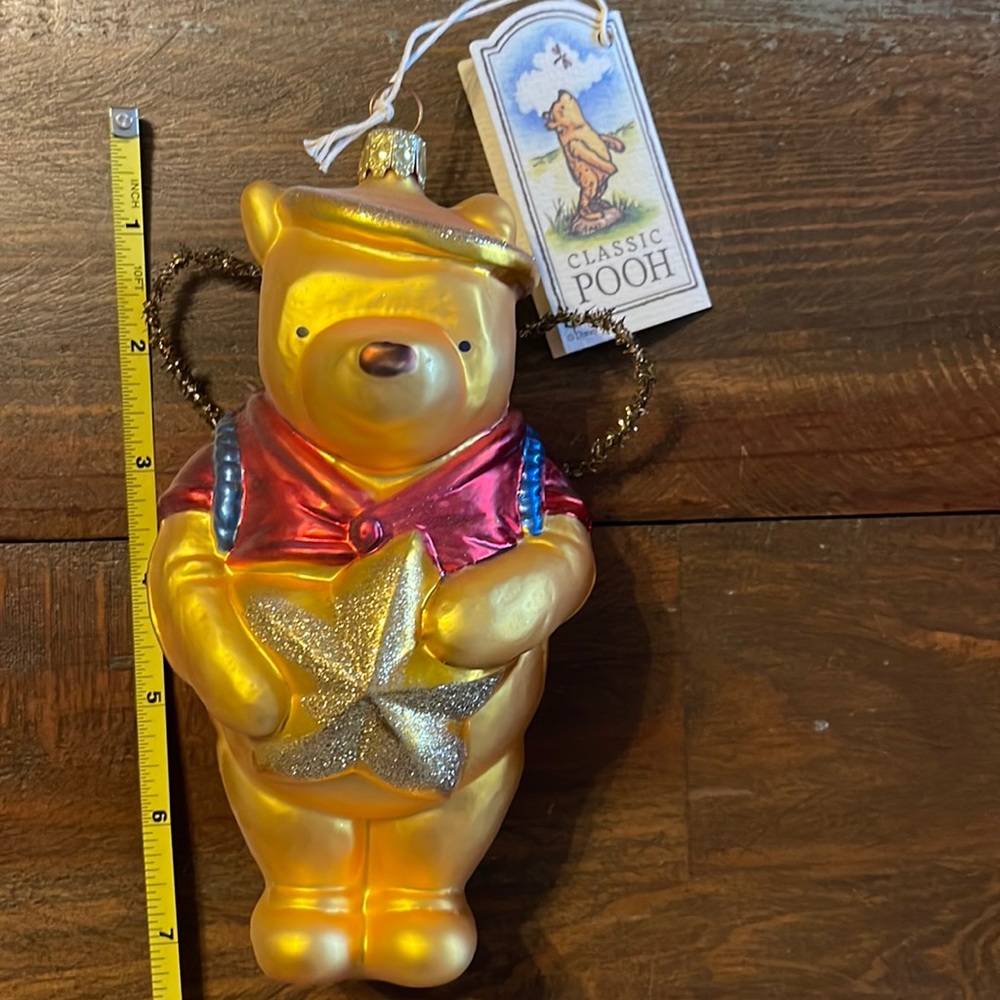 Pooh blown glass ornament